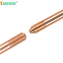 1/2" 5/8" 3/4" 17.2mm 16mm Threaded Portable Copper clad steel price lightning ground bonded earth rod price for System